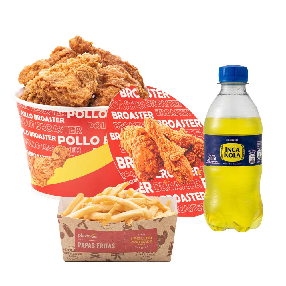 Pollo Broaster 4 Piezas + Papas 200ml + Gaseosa 300ml
