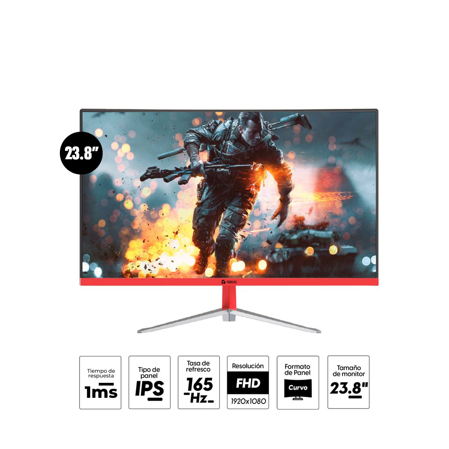 Monitor Gaming Teros Te-2470G 23.8"" Curvo Ips Fhd 165Hz 1Ms