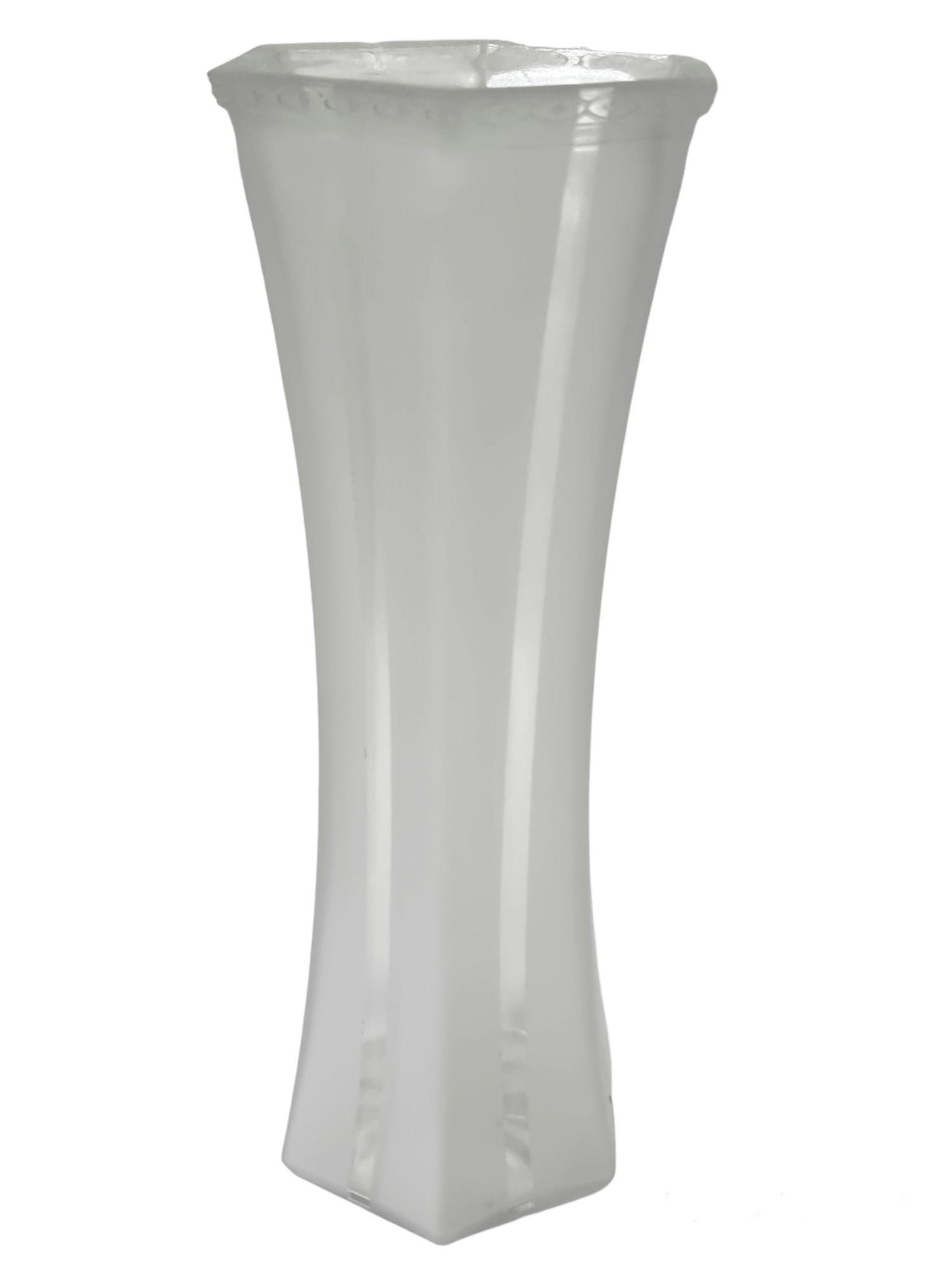 Florero Hexagonal de Vidrio Esmerilado Lineal - 32 x 10.5 cm