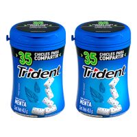 Pack Chicle TRIDENT Botella Sin Azúcar sabor Menta Envase 35un x 2un