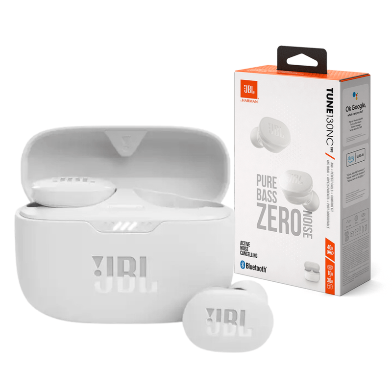 JBL Tune 130NC blanco, audifonos inalámbricos, Bluetooh