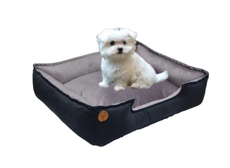 Cama para Mascota Talla M 60x50cm Desmontable Perro/Gato Antialérgica | Negro con plomo