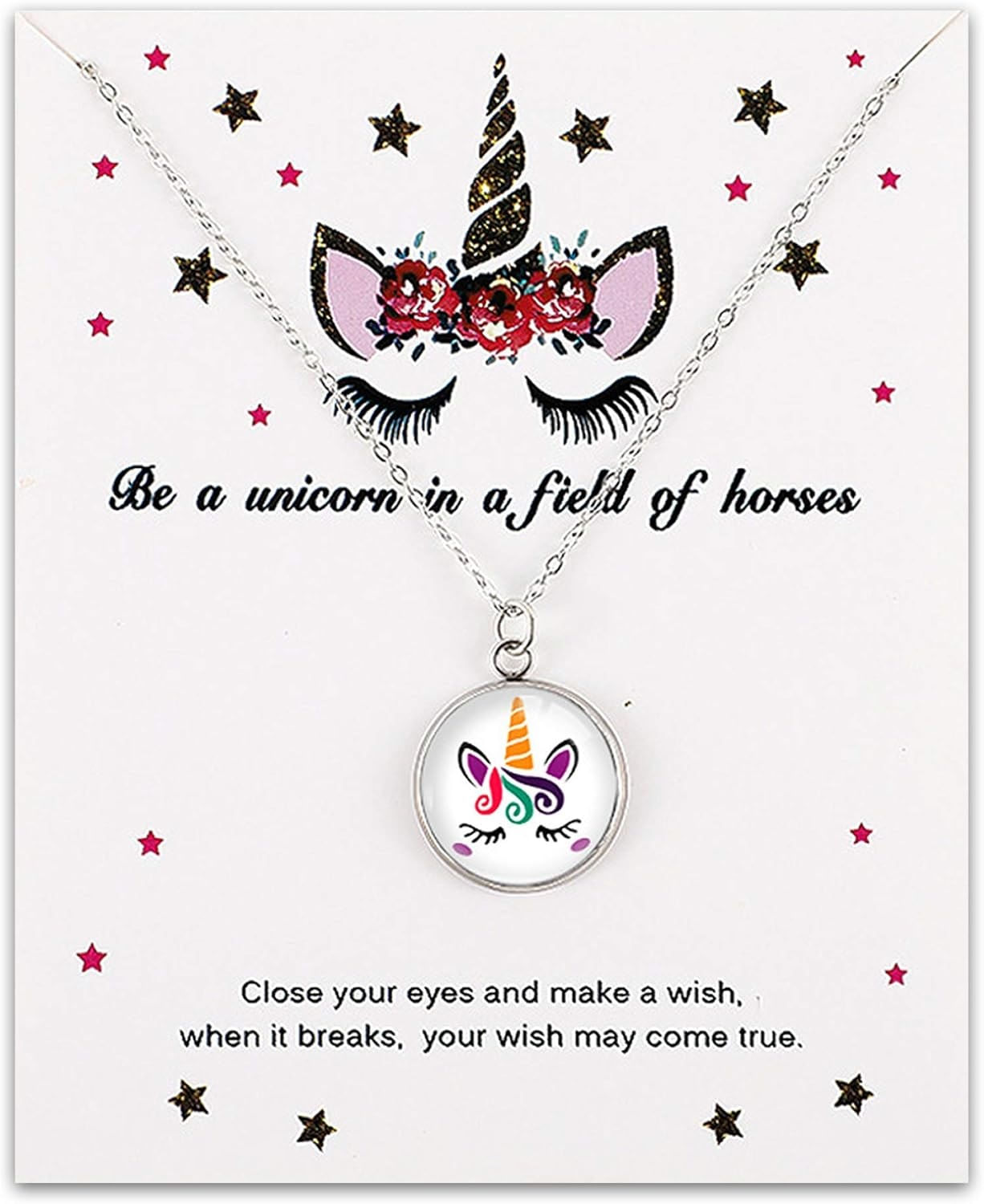 Collar redondo unicornio kawaii multicolor