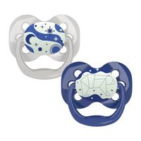 Set 2 unids. Chupones Advantage que brilla de 0 a 6m - Azul/Gris