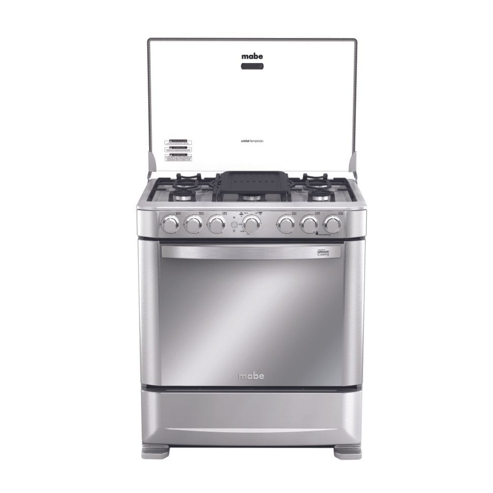 Cocina de Pie a Gas GLP Mabe CMP7630FX0 6 Hornillas Acero Plata 76cm con Horno
