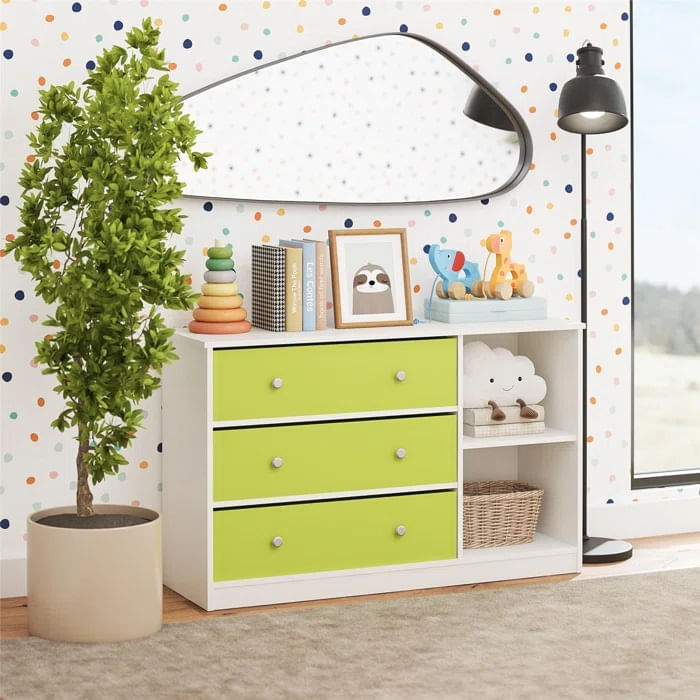 Cómoda Infantil de Melamina Verde 120cm