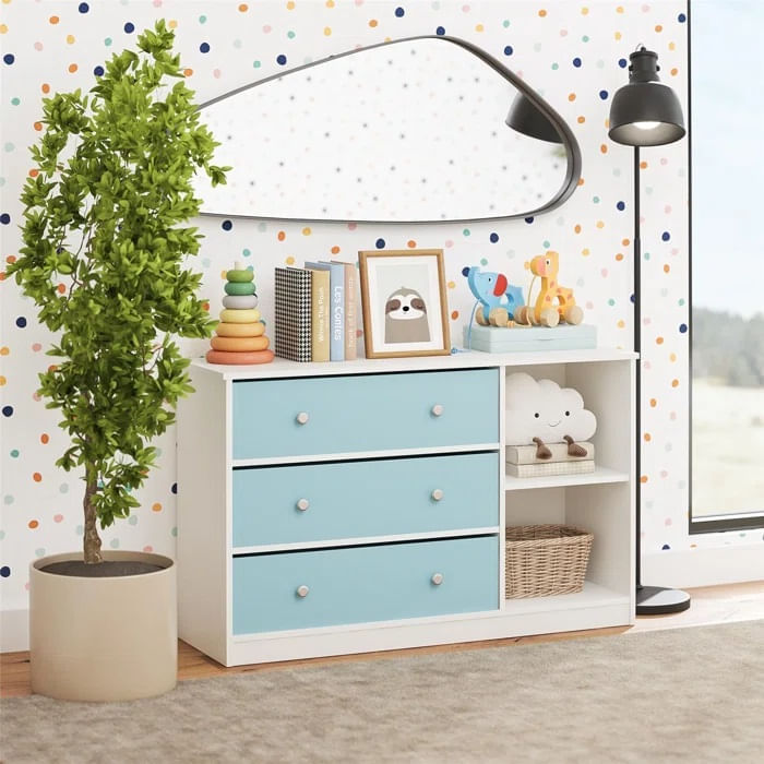 Cómoda Infantil de Melamina Celeste 120cm