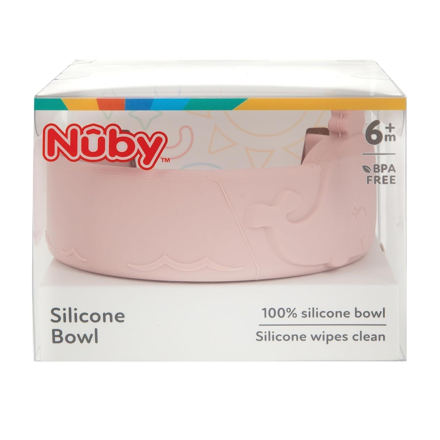 Cuenco o Plato de Silicona Nuby Alimentacion Complementaria - Ballena Rosa