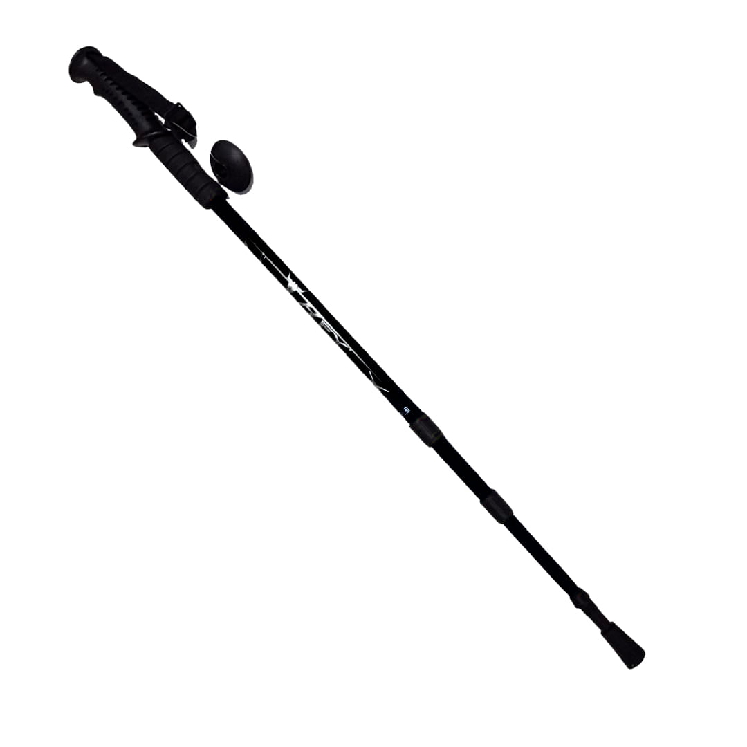 BASTÓN TREKKING ANTISHOCK MANGO RECTO VIAJE MONTAÑAS C/ BRÚJULA NEGRO