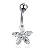 Piercing para ombligo flor con brillos