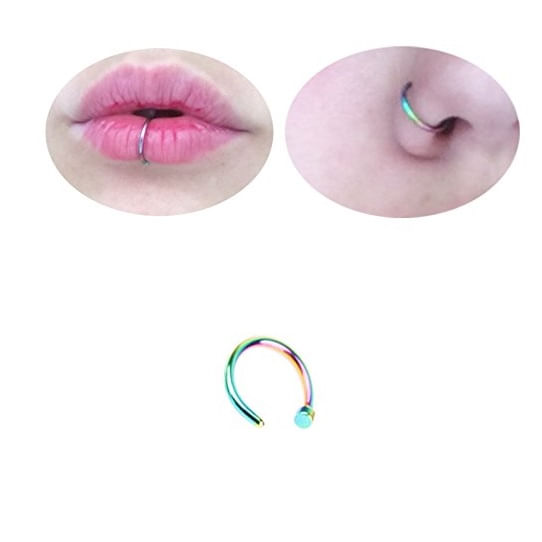 Piercing argolla multicolor para nariz o labio nostril septum labret
