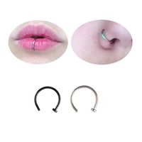 Set x 2 Piercings argollas 8mm negro y plateado para nariz o labio nostril septum labret  - copy