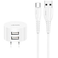 Kit de Carga USAMS Enchufe Pared + Cable Tipo C Blanco