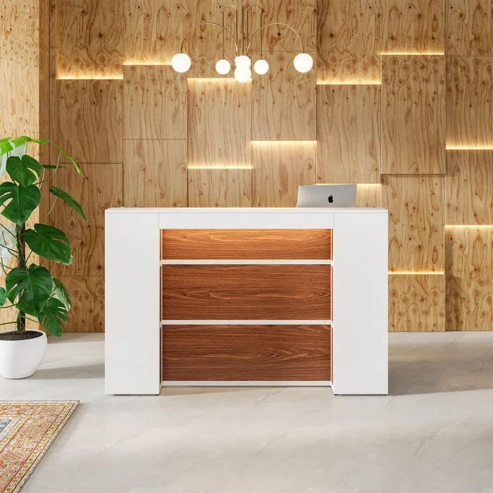 Counter de Recepción de Melamina Blanco 160cm