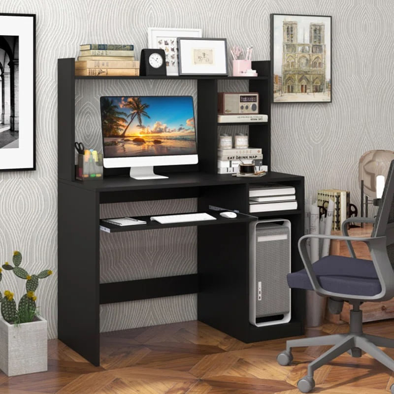 Escritorio Estantería Negro 110cm