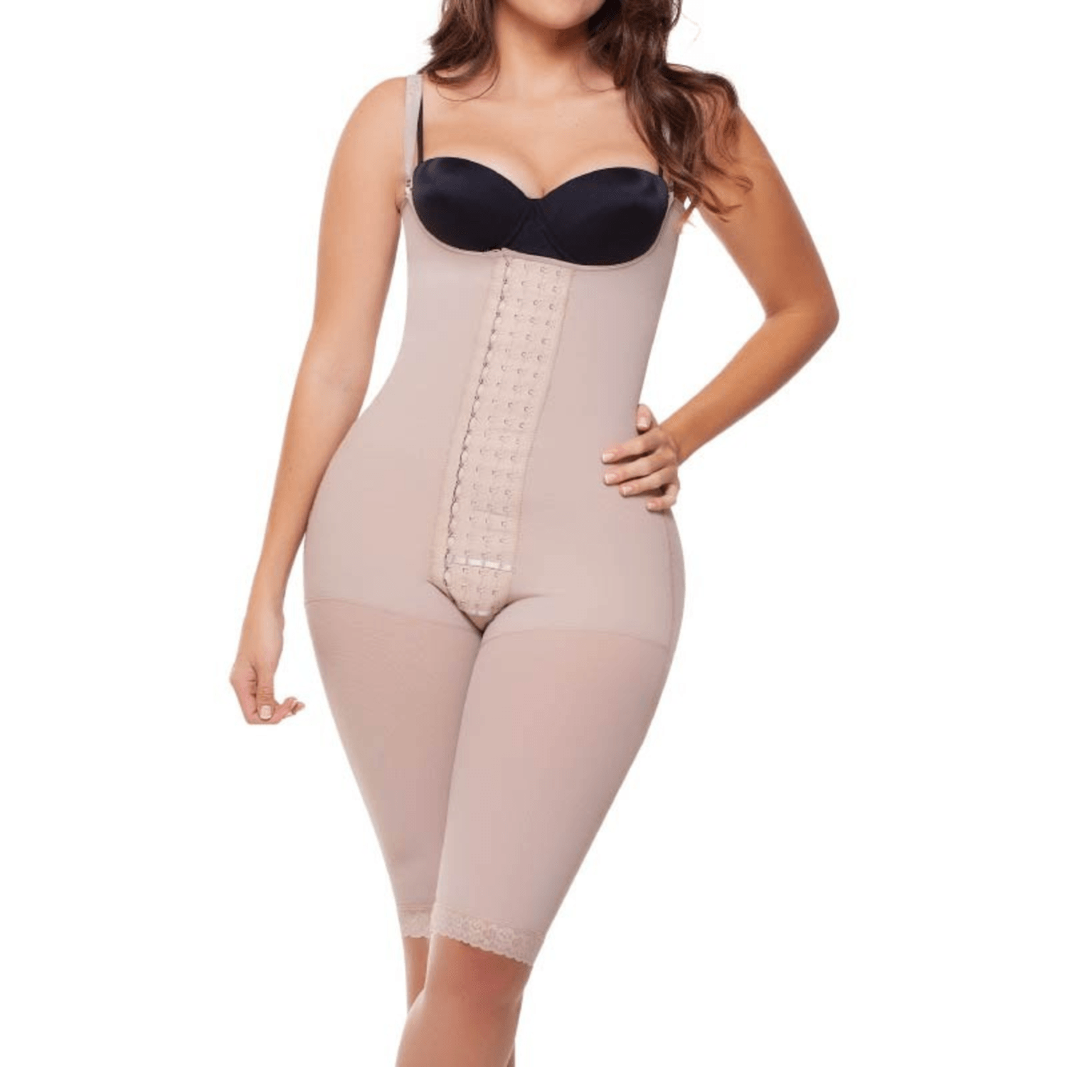 Faja Fajitex Alta Compresion Hasta La Rodilla Con Cuatro Broches - Beige-Talla S