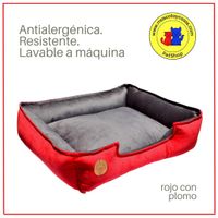 Cama para Mascota Talla XXL 90x75cm Perro/Gato Antialergica| Rojo con plomo