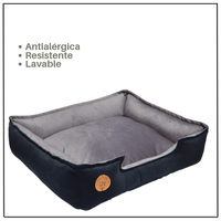 Cama para Mascota Talla L 70x60cm  Perro/Gato, Antialergenica | Negro con plomo