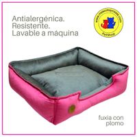 Cama para Mascota Talla L 70x60 cm  Perro/Gato, Antialergenica | Fuxia con plomo