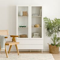 Vitrina Contemporánea Elly color Blanco 2 cajones TU MESITA