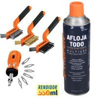 Aceite Afloja Todo 550 Ml, 3 mini cepillos de alambre, desarmador multiuso 12 puntas