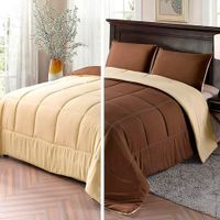 INTERIOTEX CUBRECAMA DE VERANO 144 HILOS BRAMANTE 50% ALGODÓN DISEÑO CUADROS BEIGE CON CHOCOLATE 2