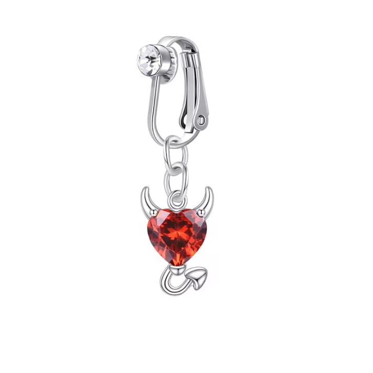Piercing a presión falso para ombligo diablito rojo