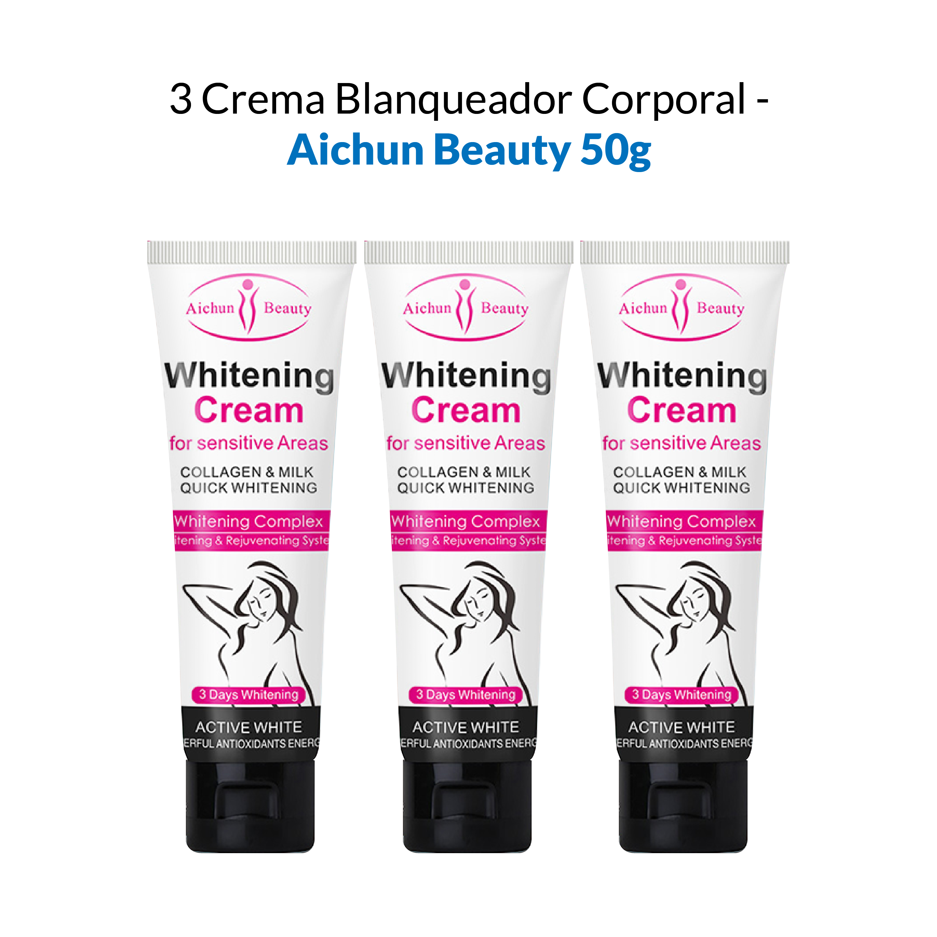 3 Crema Blanqueador Corporal - Aichun Beauty 50g