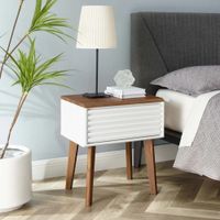 Mesa de Noche Velador Moderno Nicole color Blanco/Marrón 1 cajón TU MESITA