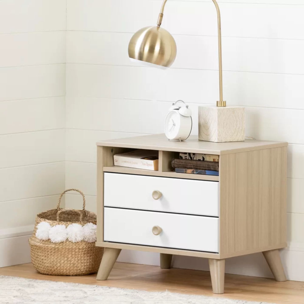 Velador Infantil Melita color Duna/Blanco 2 cajones TU MESITA