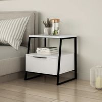 Velador Industrial Román color Blanco 1 cajón TU MESITA