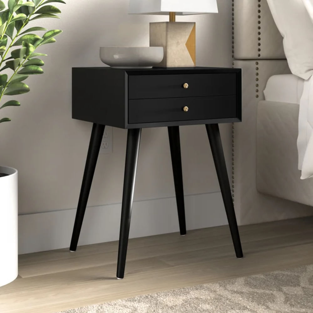 Velador Mesa de Noche Nora color Negro 1 cajón TU MESITA
