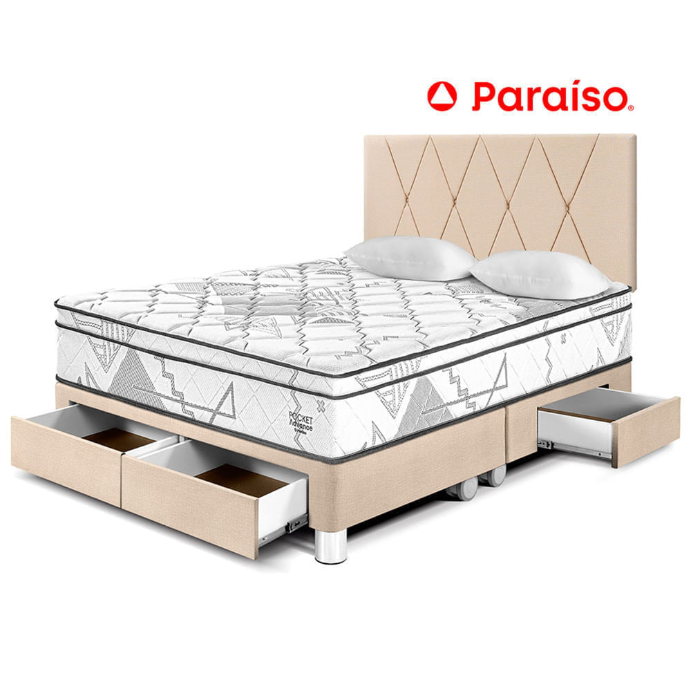 Dormitorio Pocket Advance Queen con Cajones Champagne