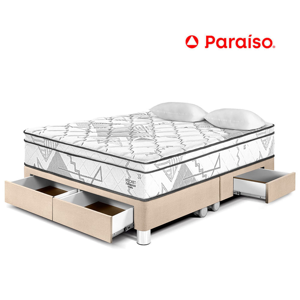 Cama Pocket Advance Queen con Cajones Champagne