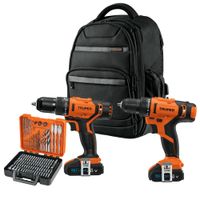 Combo taladro percutor  atornillador  brocas  mochila truper
