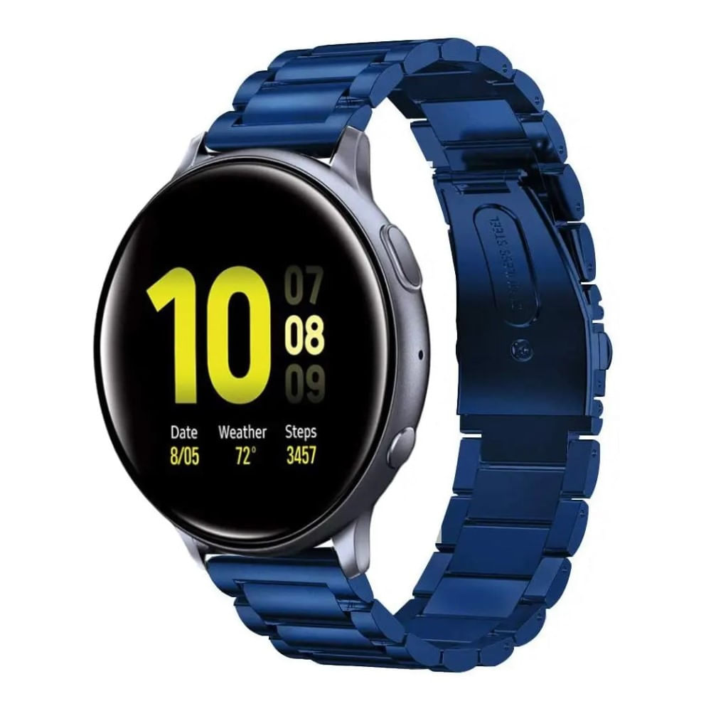 Correa De 22mm Acero Eslabones Para Huawei Gt2 46mm Azul