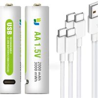4 Baterias de litio recargable AA pila 1.5V 3000Mah BESTON USB TIPO C