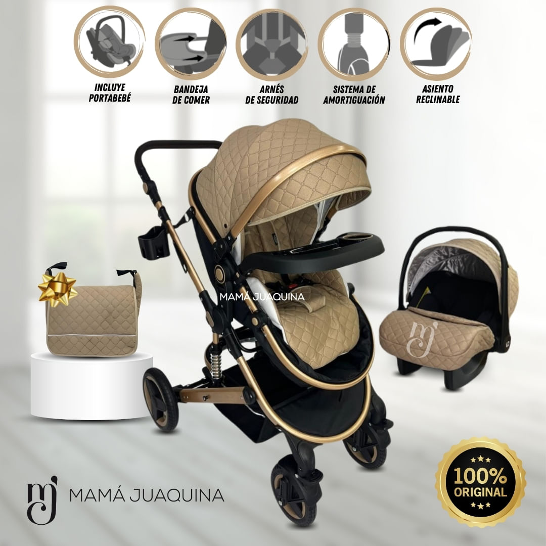 Coche Moisés 4 EN 1 «GRAND LUMIERE» Con Portabebé - Beige