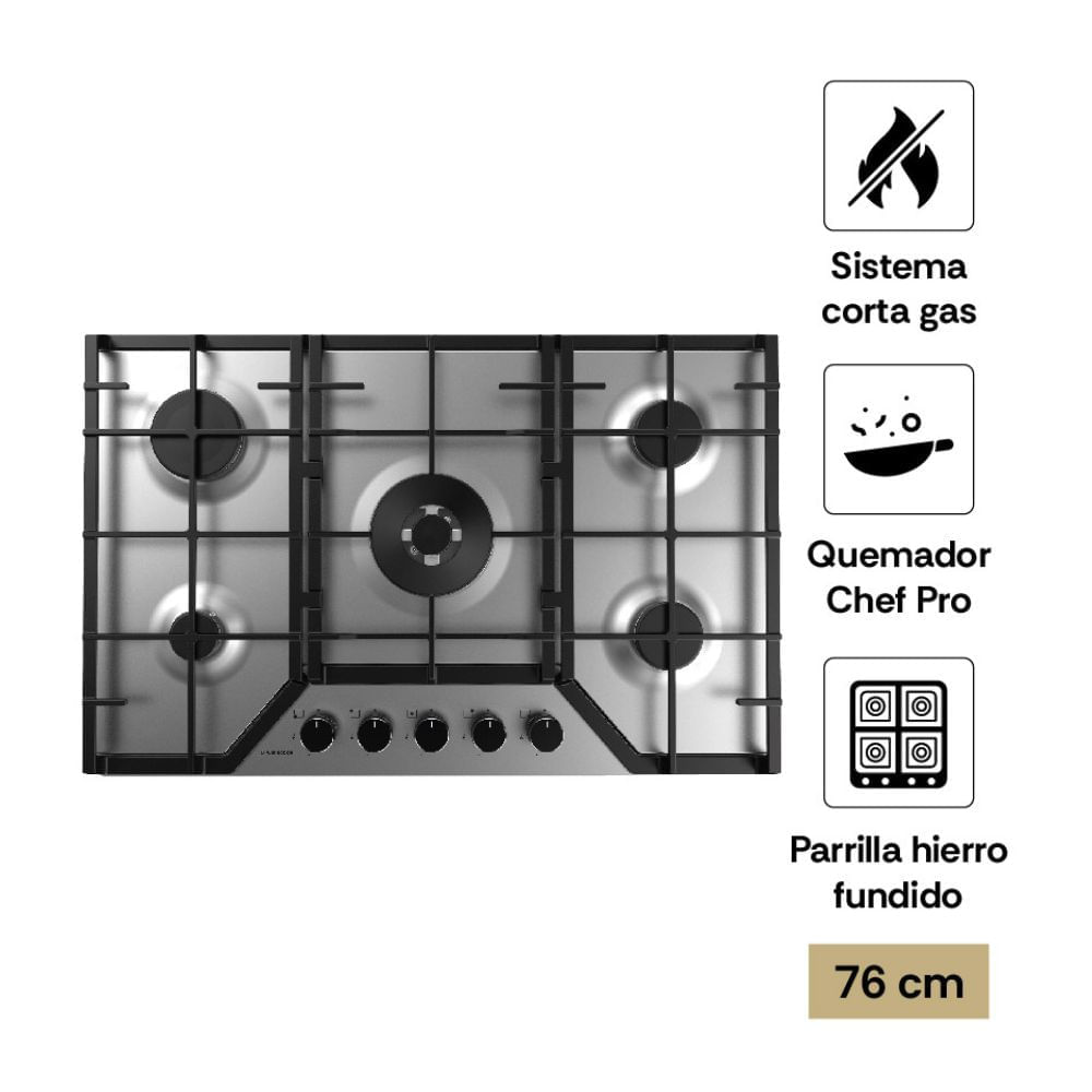 Cocina Encimera Sole acero 76cm S-Collection Solco064