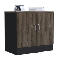 Archivador 2 Puertas Home Office Negro Coñac Tuhome