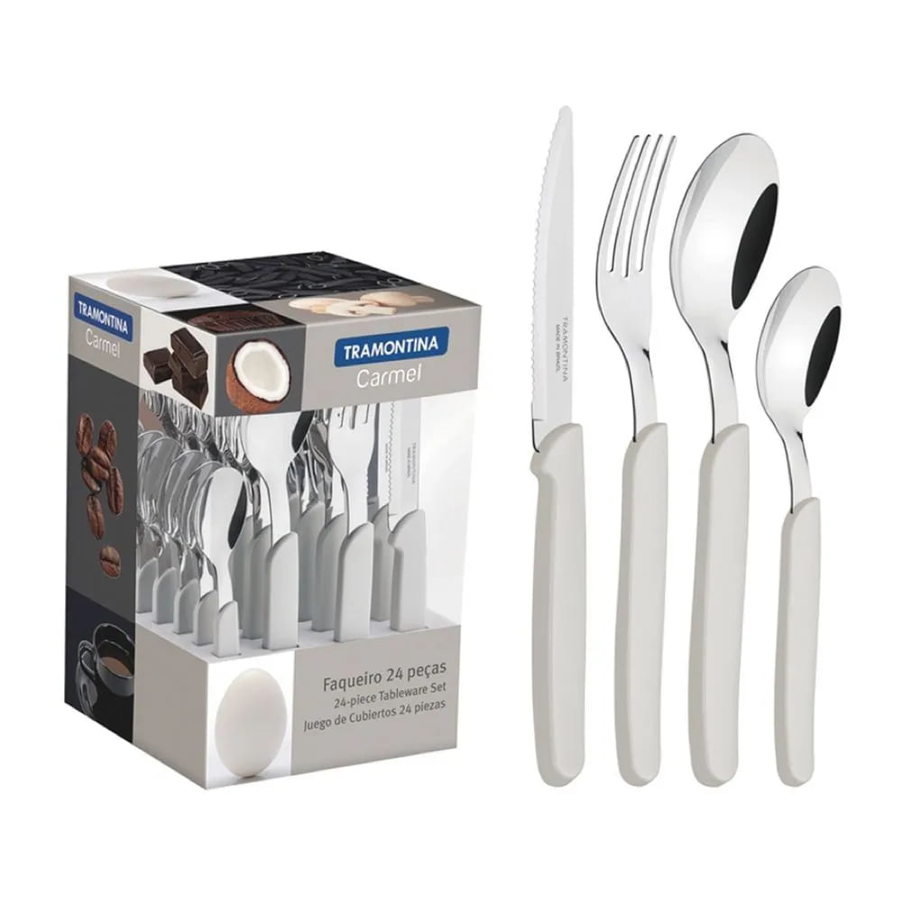 SET DE CUBIERTOS X24 PIEZAS CARMEL -TRAMONTINA BLANCO
