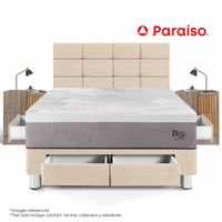 Dormitorio Balanzze con Cajones 2 Plazas Cabecera Block + 2 Veladores Han Champagne
