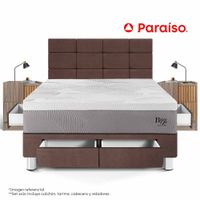 Dormitorio Balanzze con Cajones 2 Plazas Cabecera Block + 2 Veladores Han Chocolate