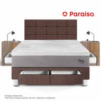 Dormitorio Balanzze con Cajones Queen Cabecera Block + 2 Veladores Han Chocolate