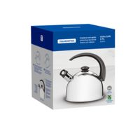 Tetera con silbato de acero inoxidable y mango negro de 2,1l Tramontina