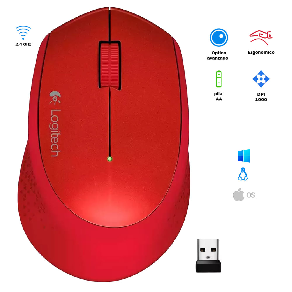Mouse Inalámbrico Logitech M280 Red
