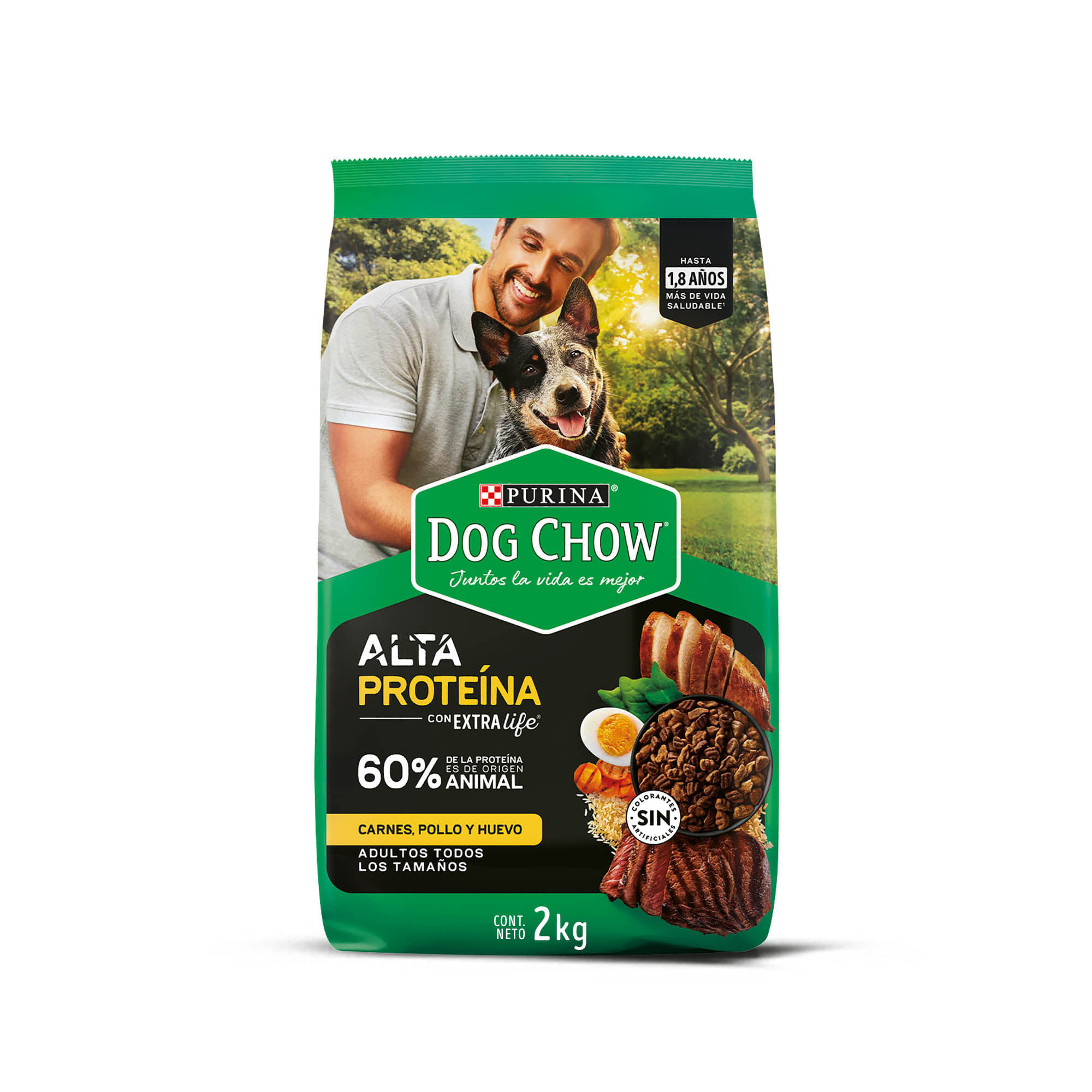 Comida para Perro DOG CHOW Adulto todos los tamaños sabor carne pollo y huevo Bolsa 2kg