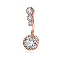 Piercing para ombligo triple piedrita oro rosa