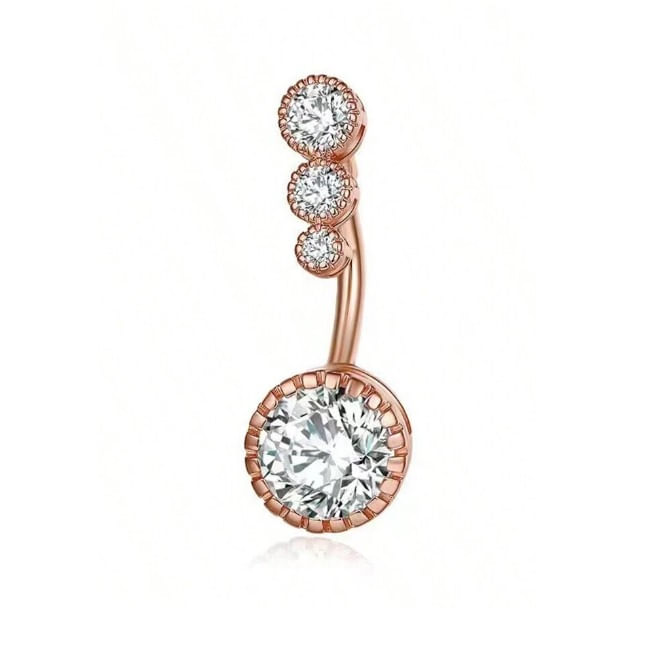 Piercing para ombligo triple piedrita oro rosa