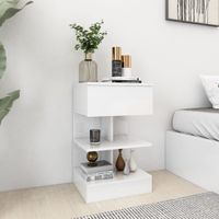 Velador Mesa de Noche Muriel color Blanco 1 cajón TU MESITA